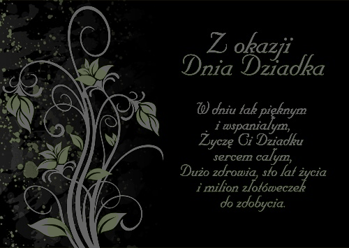 Kartka z kwiatami i życzeniami na Dzień Dziadka